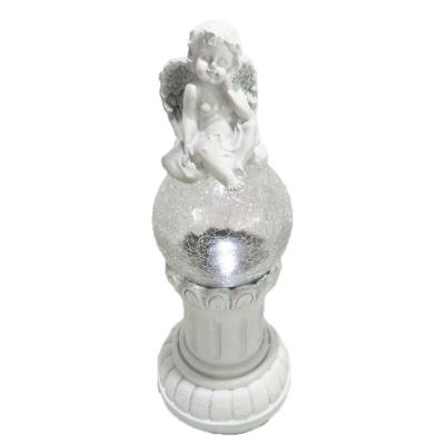 China High Quality Resin Solar Light Craft Decoration Solar Angel Column Europe Garden Outdoor Garden Angel Sculpture for sale