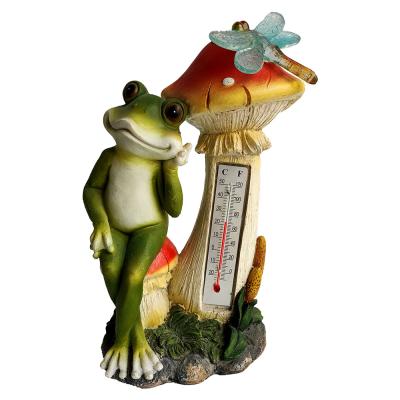 China Hand painted outdoor garden of Europe statuary, yoga frog standing on the mushroom for sale