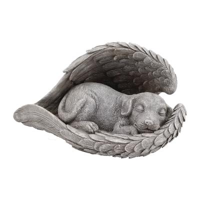 China Europe Statues Angel Wing Resin Crafts Pet Angel Wing Memorial Statue Dog Slippeing Cat for sale