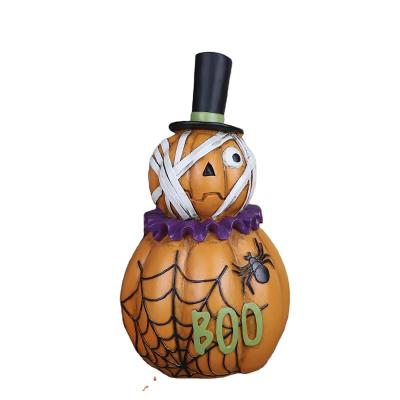 China Europe Pumpkin Polyresin Halloween Decoration Resin Mummy Pumpkin Indoor Ornament Figurine for sale