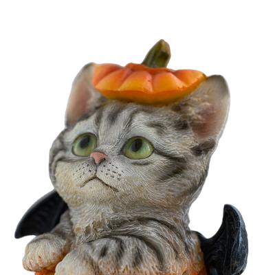 China Funny Pumpkin Figurines Cat Ornaments Simulation Animal Miniatures Europe Halloween Pumpkin for sale