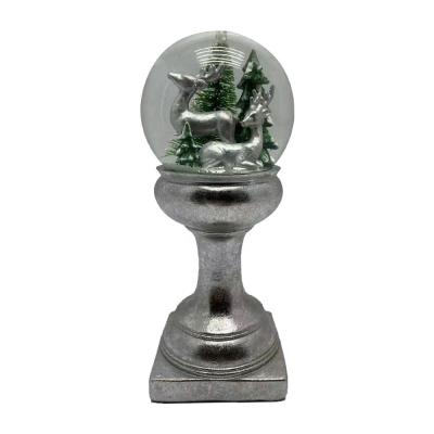 China Europe Garden Resin Christmas Snowball Opens Snowball Tree Snow Globe Ornament Figurine Statue for sale