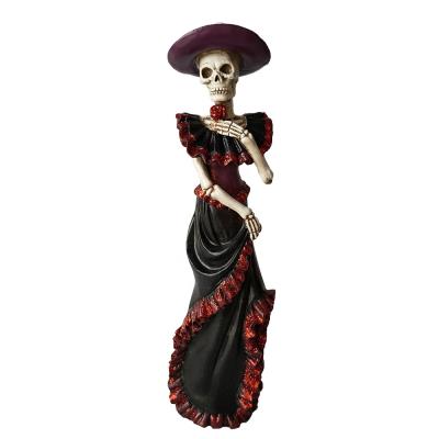 China Popular Europe Skulls Bride Figurines Ghost Bride Resin Crafts Holiday Halloween Ornaments Skulls Bride Statue Sculpture for sale