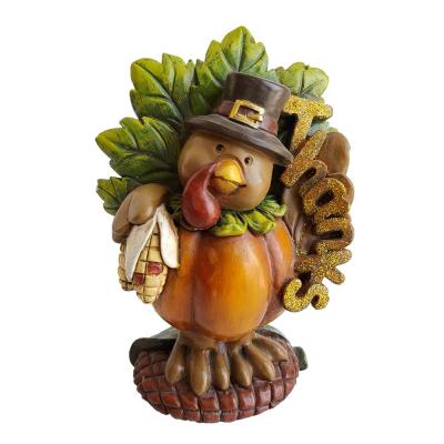 China Wholesale Hot Selling Europe Polyresin Crop Turkey Resin Crafts Animals Turkey Plug Corn Thanksgiving Day Ornaments for sale