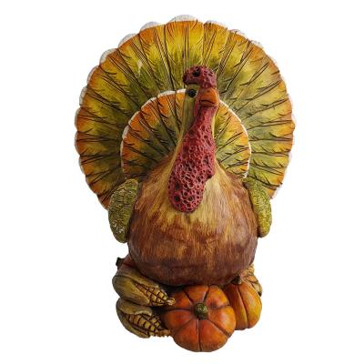 China Europe Popular Resin Orange Turkey Opens Harvest Thanksgiving Turkey and Pumpkin Ornaments Holiday Decorative for sale