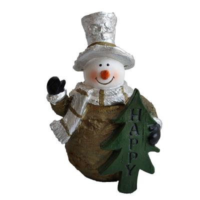 China Europe Christmas Ornaments Resin Snowman Handmade Custom Made Personalized Happy Ornaments for sale