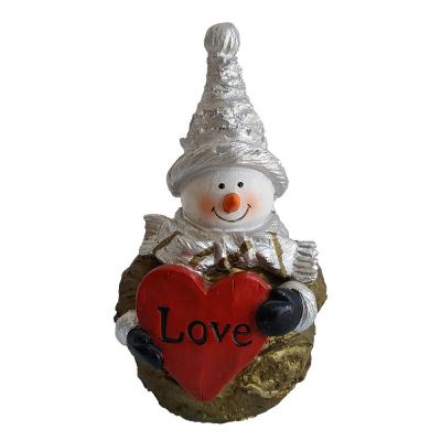 China Europe Home Decor Christmas Snowman Plug Heart Shape Resin Crafts Snowman Ornaments for sale