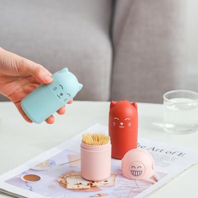 China Low Price Kitty Toothpicks Holder Viable Funny Creative Container Box Plastic Toothpick Bottle for sale