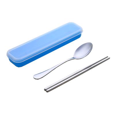 China Viable Hot Selling Portable Flatware Travel Stainless Steel Spoon Fork Set With Plastic Case for sale