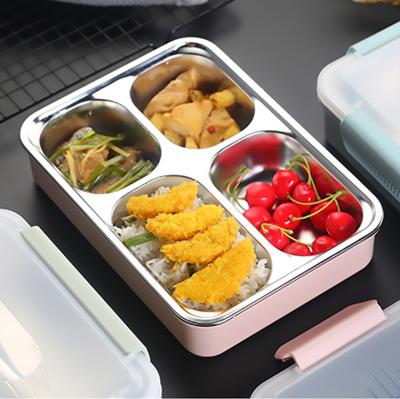 China Freshness Preservation 3 4 Compartments Food Container 304 Stainless Steel Metal Lunch Box for sale