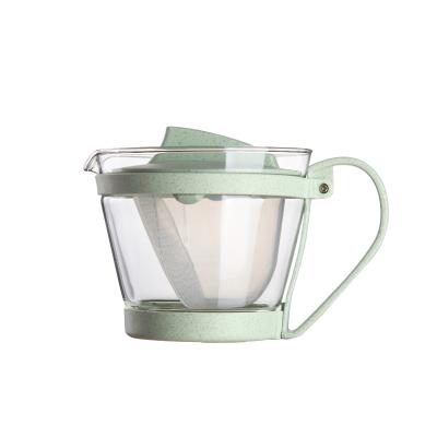 China 500ml wheat fiberglass water sustainable herba flowerl heat resistant teapot with strainer for sale