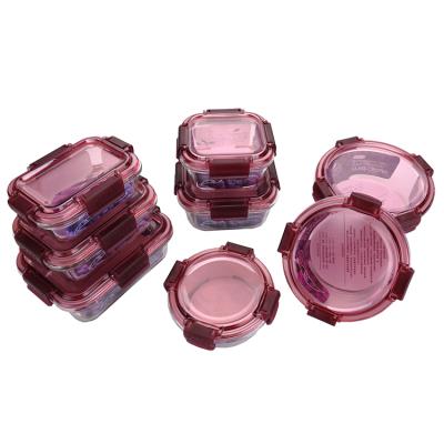 China Microwavable Microwavable Heat Resistant Round Crisper Square Food Storage Container Glass Set for sale