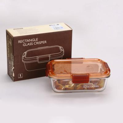 China Different Capacity Microwavable For Choice Food Container Borosilicate Glass Eco-friendly Retangular Glass Crisper Box for sale