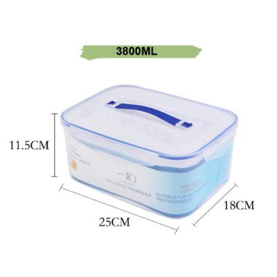 China 3800ml BPA Free Fridge PP Microwave Plastic Airtight Heatable Free Storage Box Safe Food Container with Handle and Snap Lock for sale