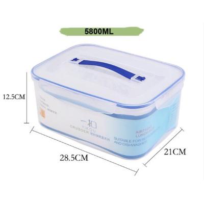 China 5800ml Large Capacity Freshness Preservation Storage Box Airtight Reusable Microwave PP Safe Clear Plastic Food Container With Handle And Snap Lock for sale