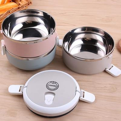 China Freshness Keeping Desktop School Portable Kids Tiffin Stainless Steel Plastic Food Bowl With Lock for sale