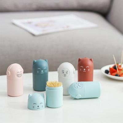 China Low Price Kitty Toothpicks Holder Viable Funny Creative Container Box Plastic Toothpick Bottle for sale