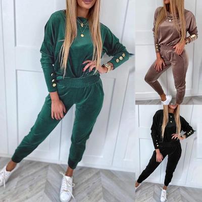 China New Style Sports Suit Women Sweatsuit Breathable Tracksuit Winter Korean Velvet 2pc Pants Set Women Winter Women Sport Set for sale