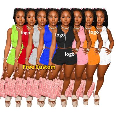 China 2022 Breathable Summer Ladies 2 Piece Jogger Shorts Set Clothing Outfits Sets Wholesale Sexy Jogger Cropped Sweatshirt Hoodies Sets For Women for sale