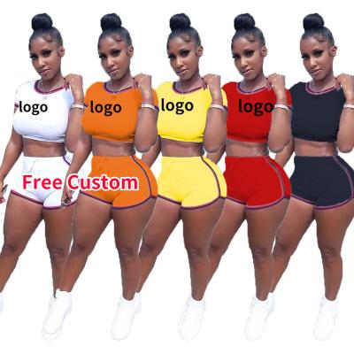 China 2022 2 Piece Women's Summer Crop Top Breathable Short Set Two Piece Set Sport Women Summer Clothing Biker Shorts Set For Women for sale