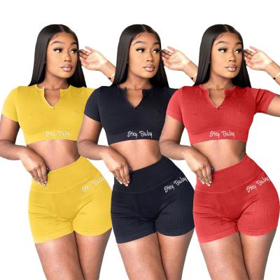 China Breathable Custom Logo Women Two Piece Shorts Set For Women Sport Zipper Jogging Sets 2022 Women Clothing Biker Shorts Sets for sale