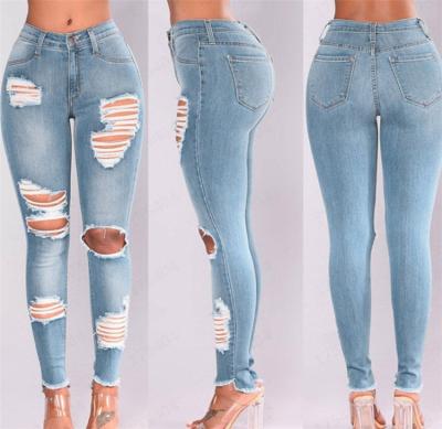 China New Product Women's Jeans Ripped High Waist Lifting Women's Jeans Slim Fit Lady Jeans Pants Breathable Ripped Denim Pants Women's Jeans for sale