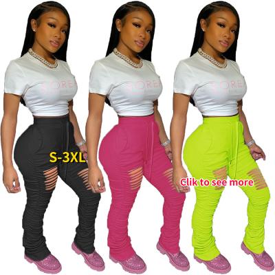 China Wholesale 2022 new arrivals breathable factory custom women s stacked pants sexy high waist stacked sweat women plus size women's P for sale