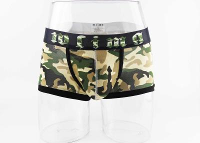 China Camo Printed Low Rise Boy Shorts Underwear Elasticized Waist With Black Leg Binding for sale