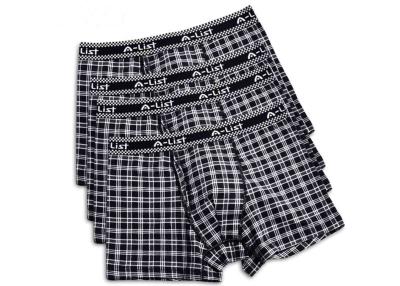 China Grid cotton underwear open pouch trunks sexy soft men boxers gentleman underwear for sale