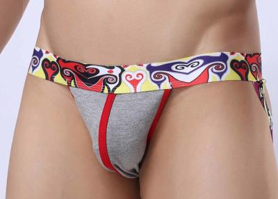 China Printed Waistband Mens G String Underwear Low Rise With Cotton Material for sale