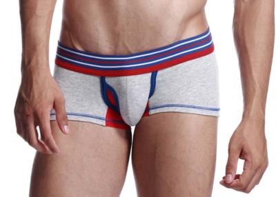 China High Stretch Mens Cotton Underwear Trunks White Color With Opening Pouch for sale