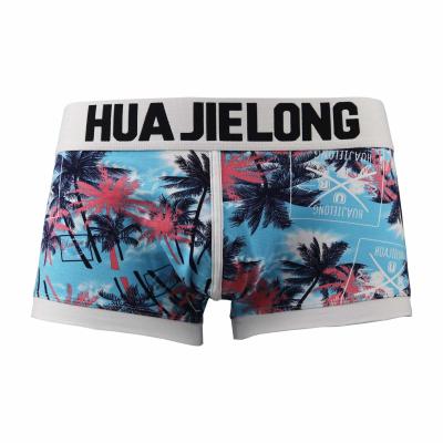 China Cotton Printed Underwear For Men Low Rise Trunk Underwear Custom Logo waistband Trunk for sale