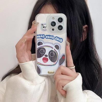 China Slimoro 2022 New Pattern HD Shockproof Cute Straight Edge IMD Panda Double Sided Soft Protector Cover For iPhone 13 Pro Max Phone Case for sale