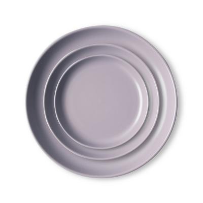 China Sustainable Nordic Style Round Exquisite High End Gloss Frosted Purple Color Dinner Plate Restaurant Set for sale