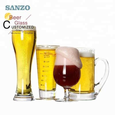 China 60000.X Stocked,Sanzo 700ml Beer Glass Customized Design 16oz 2 Different Design Beer Glass Paneled Beer Mug for sale