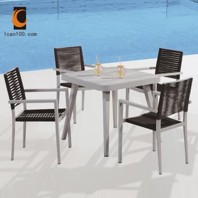 China Modern Hot Selling Commercial Rattan Rope Garden Furniture Set French Bistro Set Outdoor Patio Furniture for sale