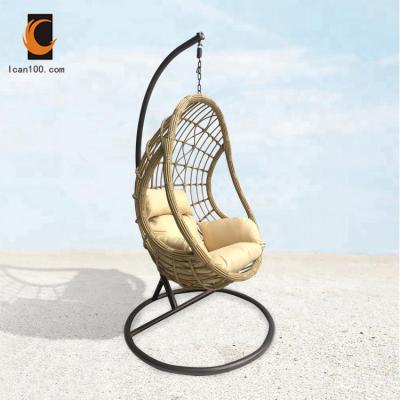 China Modern Heavy Duty Load Bearing Egg Shaped Swing Rattan Wicker Hanging Basket Chair for sale