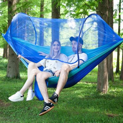 China Modern Camping Hammock With Automatic Mosquito Net Light Portable Outdoor Parachute Hammocks for sale