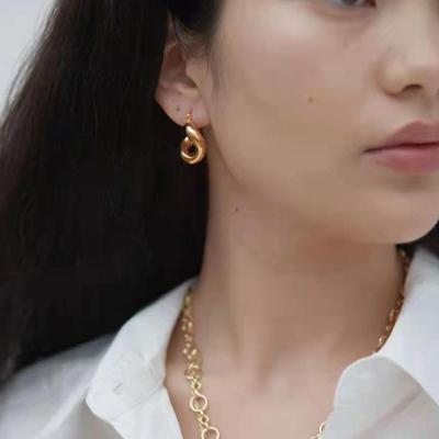 China TRENDY Fashion Stainless Steel Jewelry 18K Gold Plated Geometric Soft U Shaped Special Shaped Earrings for sale