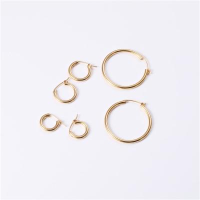 China Trendy Custom Circle Hoop Earrings Gold Women Stainless Steel Jewelry Elegant Elegant Huggie Earring Small Large for sale