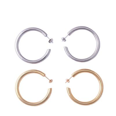 China 2023 FASHIONABLE Big C Trendy Shaped Gold Plated Stainless Steel Hoop Earrings Jewelry For Women for sale