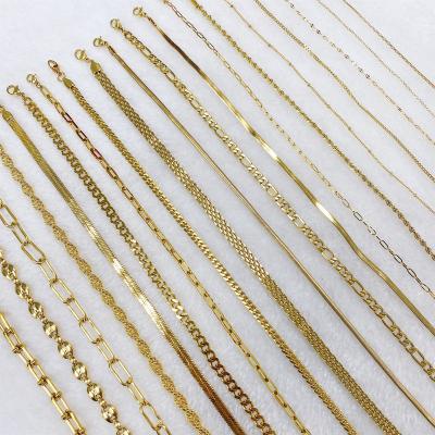 China Custom Made High Quality CLASSIC Stainless Steel 18k Gold Plated Rope Snake Figaro Cuban Link Chain Necklace For Women Man for sale