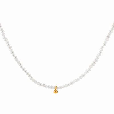 China INS Hot Sale Fashion Design CLASSIC Clavicle Chains Stainless Steel 18K Gold Plated Charm Necklaces Simple Design Pearl Necklace for sale