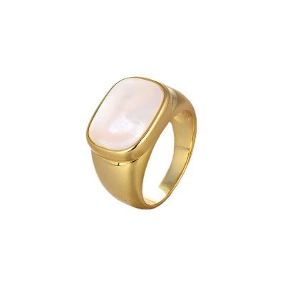 China Vintage Fashion Jewelry Ring Accessories Woman Beautiful Big Finger Metal Gold Girl Shell Ring for sale