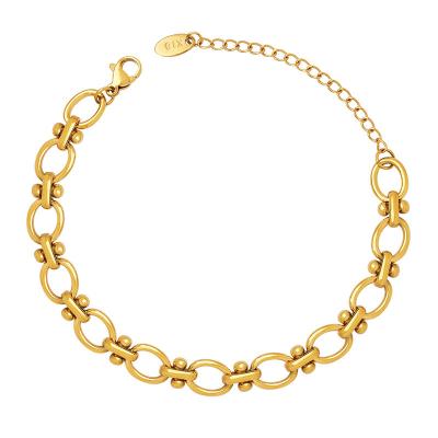 China Newly arrived punk silver gold thick circular stainless steel chain bracelet adjustable titanium steel chain bracelet for sale