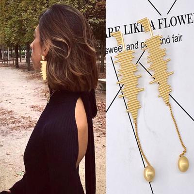 China Fashion Jewelry Long Gold Alloy Tassel Long Earrings Women Pendant Simple Baroque Casual/Sporty Pearl for sale