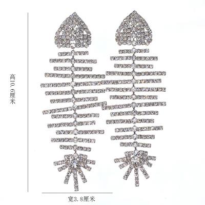 China Fashion Jewelry Casual/Sporty Fish Bone Exaggerated Long Rhinestone Fish Earrings Ladies Shape Earrings for sale