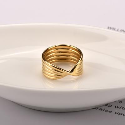 China Casual/Sporty Multi-Conductor Woven Twisted Multilayer Twisted Winding Arc Vintage Jewelry Titanium Steel Gold Index Male Ring for sale