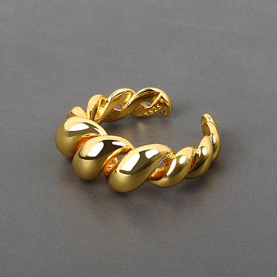 China Hot Selling Ins Style Personality Fashion Hemp Rope Winding Ring Crescent Opening Ring Niche Casual/Sports Jewelry for sale