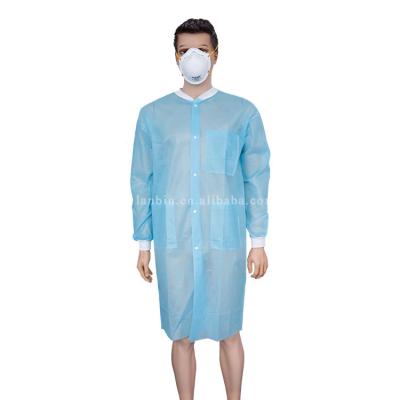 China Gernal PP Non Woven Medical Hospital Lab Medical Blue Disposable Coat With Knitted Cuff Nurse for sale